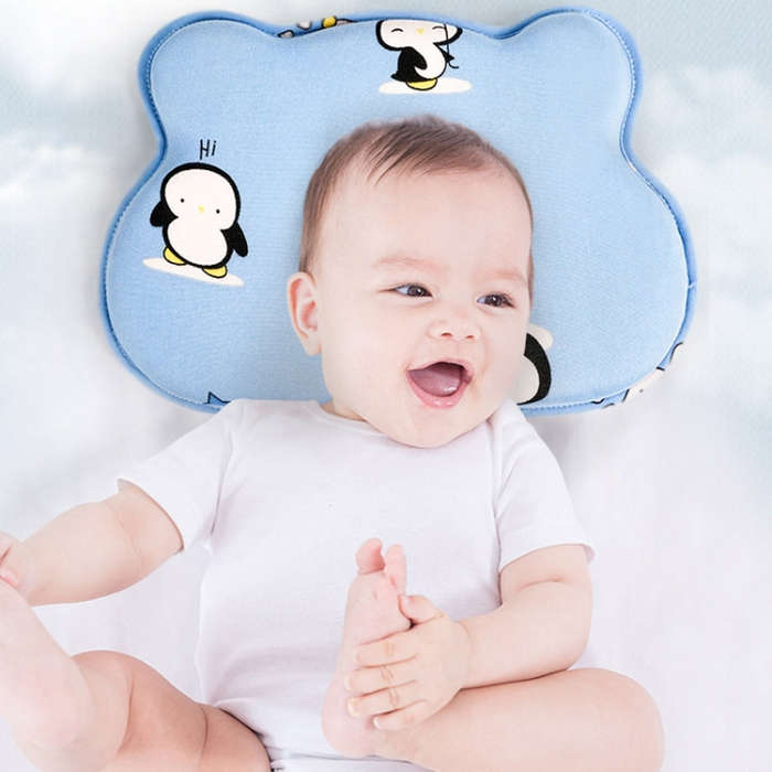 Baby Pillow Bear Styling Pillow Baby Memory Foam Cute Pillow(Blue)