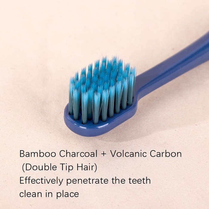 2 Sets RAOYI Widescreen Adult Home Use Soft Bamboo Charcoal Toothbrush(Red Green+Yellow Blue)
