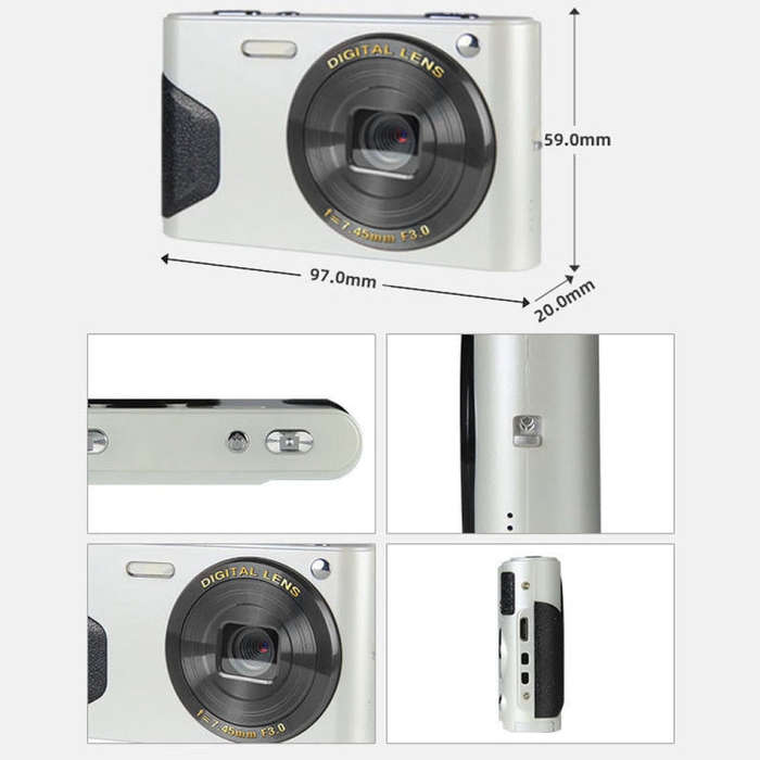C8 4K  2.7-inch LCD Screen HD Digital Camera Retro Camera,Version: 30W Standard Version  White