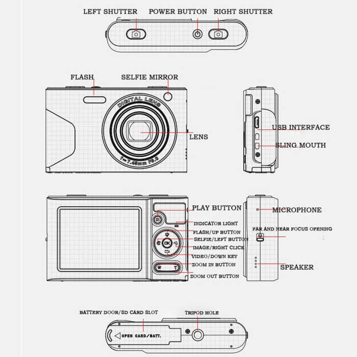 C8 4K  2.7-inch LCD Screen HD Digital Camera Retro Camera,Version: 30W Standard Version  White