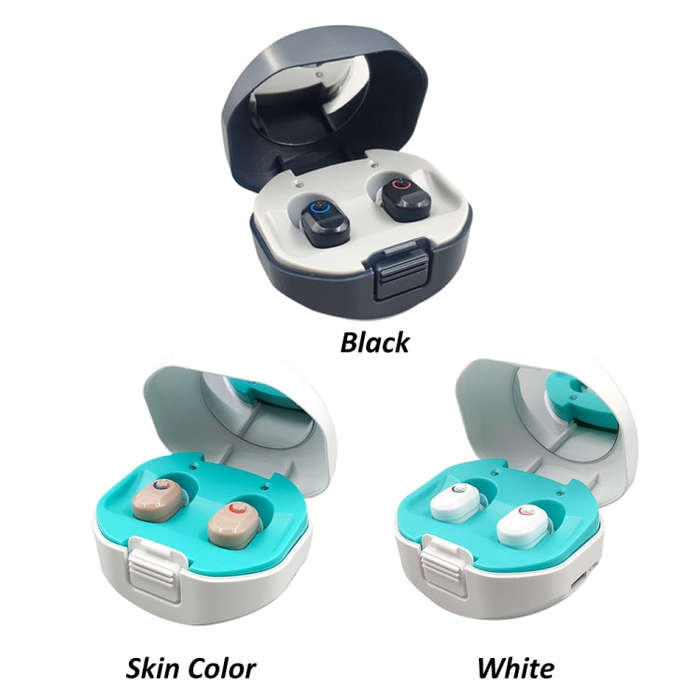 TWS On-Ear Sound Amplifier Hearing Aid with Charging Compartment(Black)
