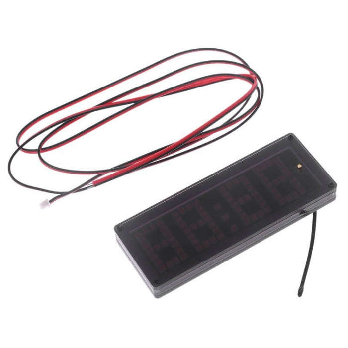 LED Dot Matrix Clock Car Thermometer Battery Voltage Measurement(White)