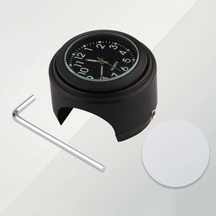 Aluminum Alloy Plating Motorcycle Handlebar Clock(Black Shell Black Background)