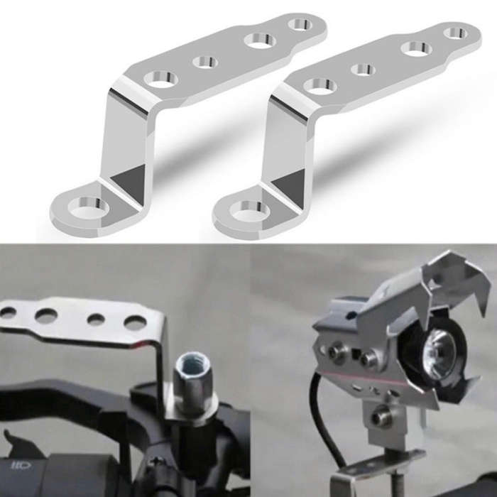 2 PCS Multifunction Motorcycle Modification Accessories Rearview Mirror Lamp Bracket(Silver)