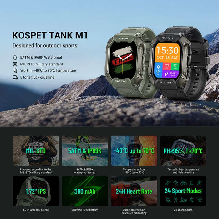 SATM M1 Outdoor Waterproof Bluetooth Smart Watch(Green)