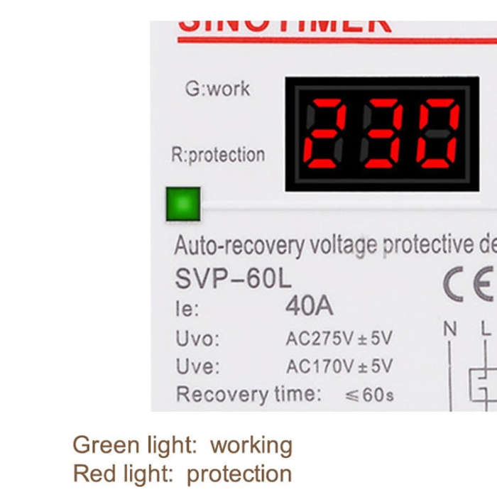 SINOTIMER 220V LED Digital Display Delay Automatic Reset Under-voltage Protector(SVP-60L)