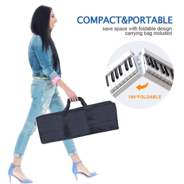 88-Key Portable Smart Folding Electric Piano, EU Plug(PJ88C Black)