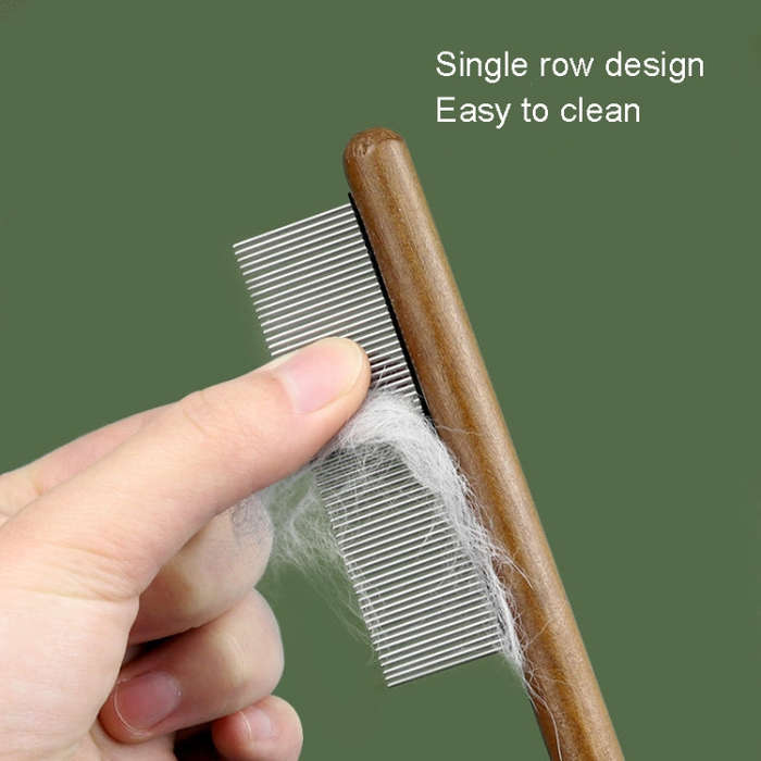 Cat Dog Solid Wood Comb For Removing Floating Hair Pet Cleaning Grooming Flea Comb(F)