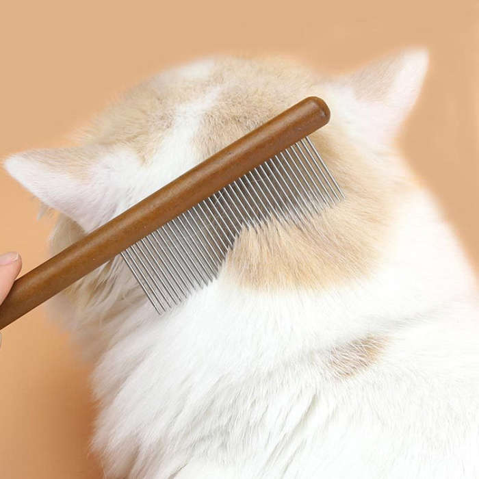 Cat Dog Solid Wood Comb For Removing Floating Hair Pet Cleaning Grooming Flea Comb(A)