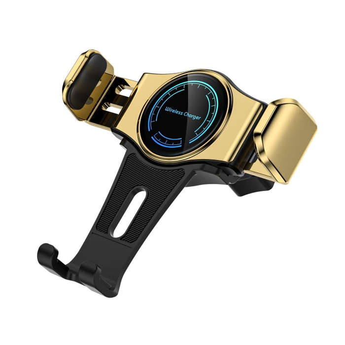 15W Mini Car Wireless Charger Phone Smart Sensing Holder(Gold)