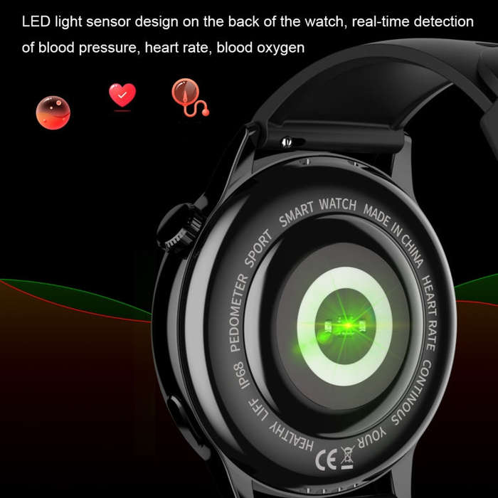 HD1 1.3 Inch AMOLED Screen Smart Watch with NFC Function(Black Steell+Silicone Strap)