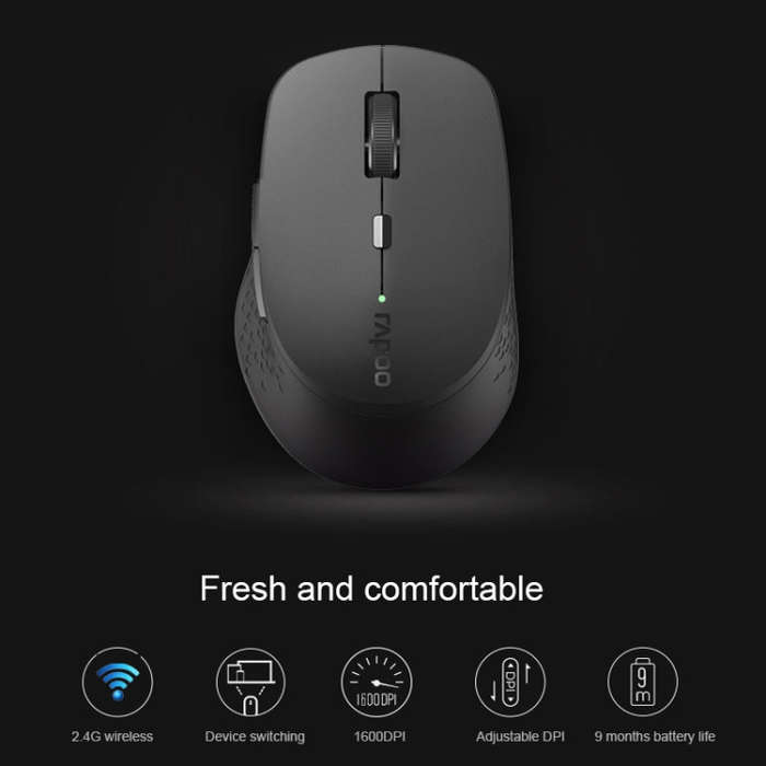 Rapoo M300G 1600DPI 3 Keys Laptop Office Silent Wireless Bluetooth Mouse(Light Gray)