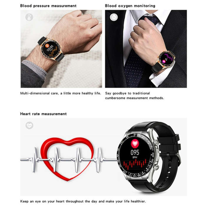 LOANIY E18 Pro Smart Bluetooth Calling Watch with NFC Function, Color: Gold Silicone