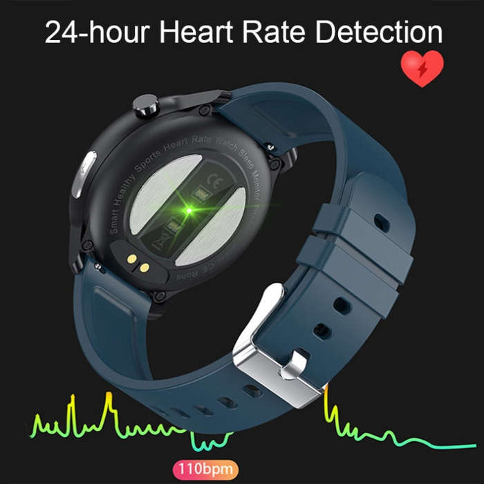 LOANIY E80 1.3 Inch Heart Rate Detection Smart Watch, Color: Brown Leather