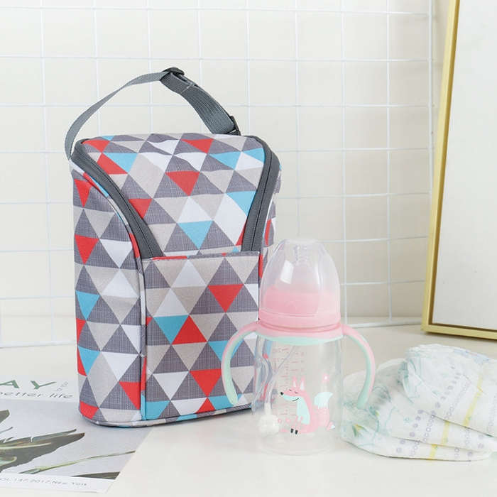 Travel Diaper Storage Bag Hang Baby Stroller Thermal Insulation Bottle Bag(Pure Black)