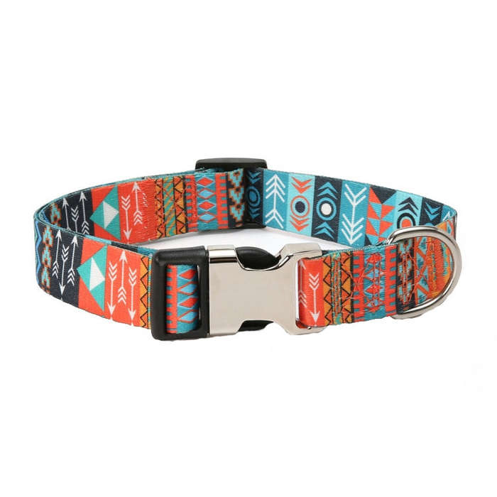Pet Ethnic Style Polyester Cotton Print Pattern Collar, Size: XL: 2.5x43-71cm(Maya Fans)