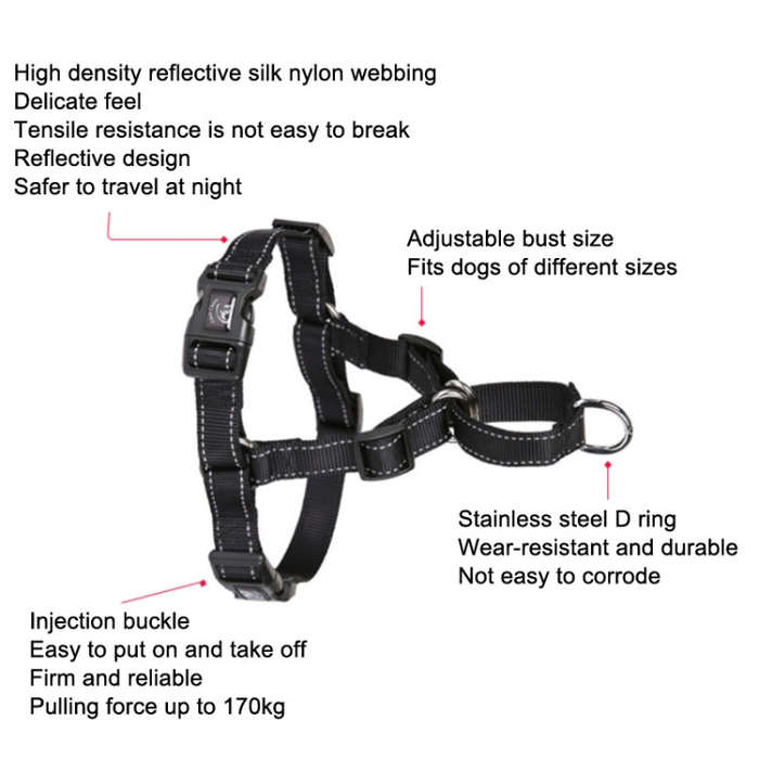 Glow Castle Pet Reflective Nylon Prevent Running Wild Chest Strap, Size: M(Purple)