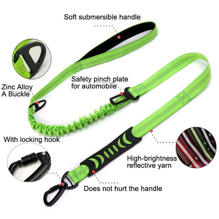 Elastic Reflective Car Dual-purpose Dog Leash(Black)