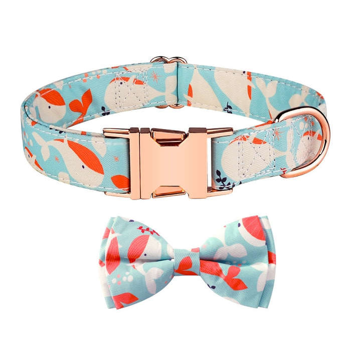 Rose Gold Buckle Pet Detachable Bow Collar, Size: L 2.5x38-60cm(Orange Whale Love)
