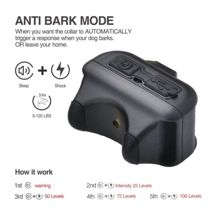 Pet Collar Trainer Rechargeable Automatic Bark Stop(Black White Spots)