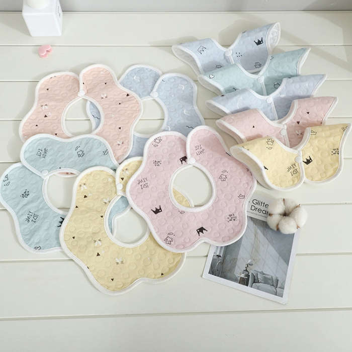 2 PCS Thin Cotton Gauze Waterproof Soft 360 Degree Rotating Baby Bib(Zoo)
