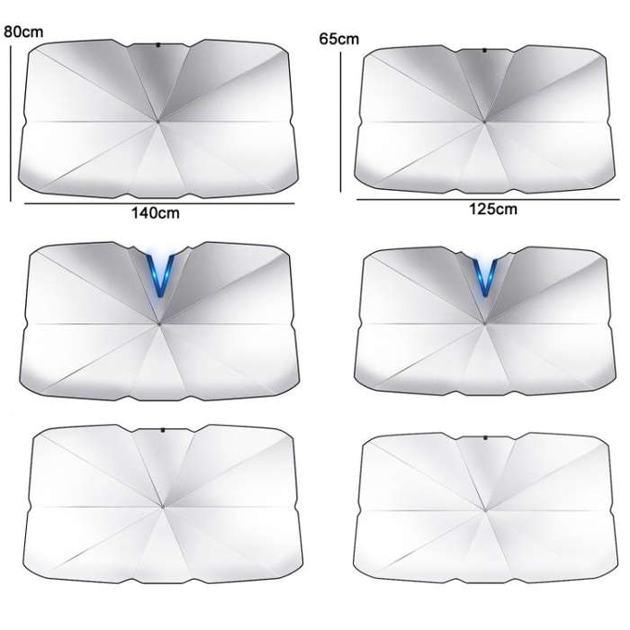 Car Windshield Telescopic Folding Thermal Insulation Parasol, Size: Large+2 PCS Side Sun Block