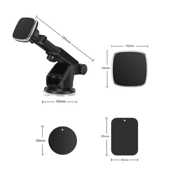 Telescopic Suction Cup Magnetic Suction Car Navigation Desktop Phone Bracket(Black)