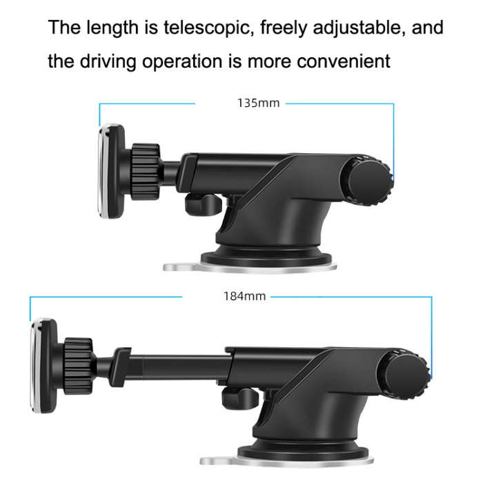 Telescopic Suction Cup Magnetic Suction Car Navigation Desktop Phone Bracket(Black)