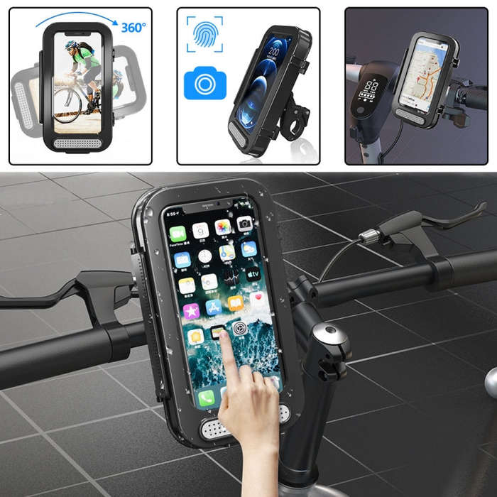 Bicycle Waterproof Bag Motorcycle Transparent Flip Phone Holder(Black)