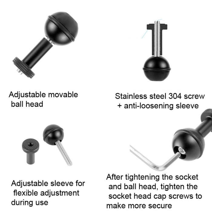 Ball Head Adapter Adjustable Screw Fixed Mount  Camera Underwater Diving Photography Lights Brack...