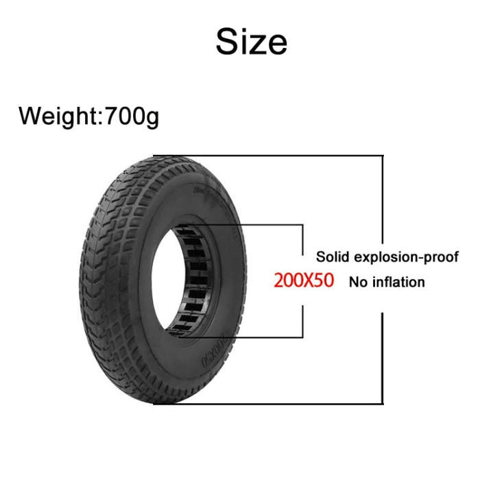 8 inch Hollow Solid Rubber Tire For Xiaomi Scooter, Color: Black