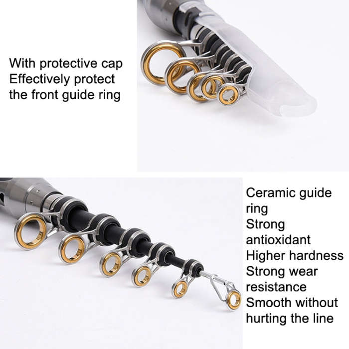 LEO 27593 Carbon Mini Fishing Rod Shrink Handle Throwing Poles, Length: 2.4m
