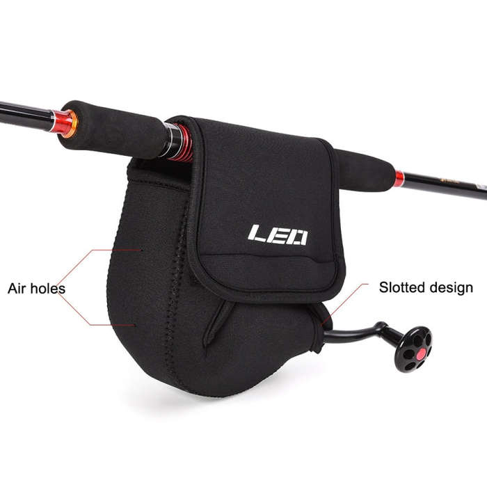 LEO 27918 Slotted Spinning Fishing Wheel Bag Fishing Carrier Protection Soft Cover, Size: Large