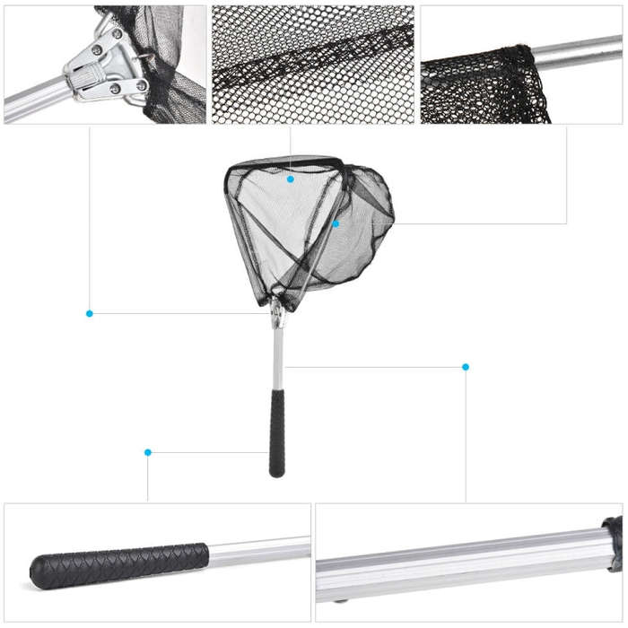 LEO 27972 Aluminum Alloy Triangle Mini Folding Fishing Net(50cm)