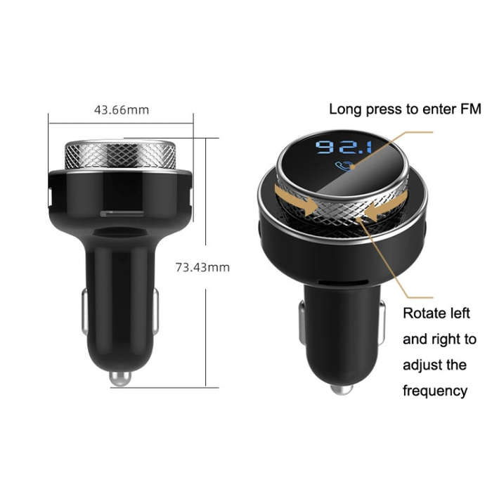 GC-16 Car Bluetooth MP3 Player FM Transmitter QC3.0 Fast Charging Car Charger(Black)