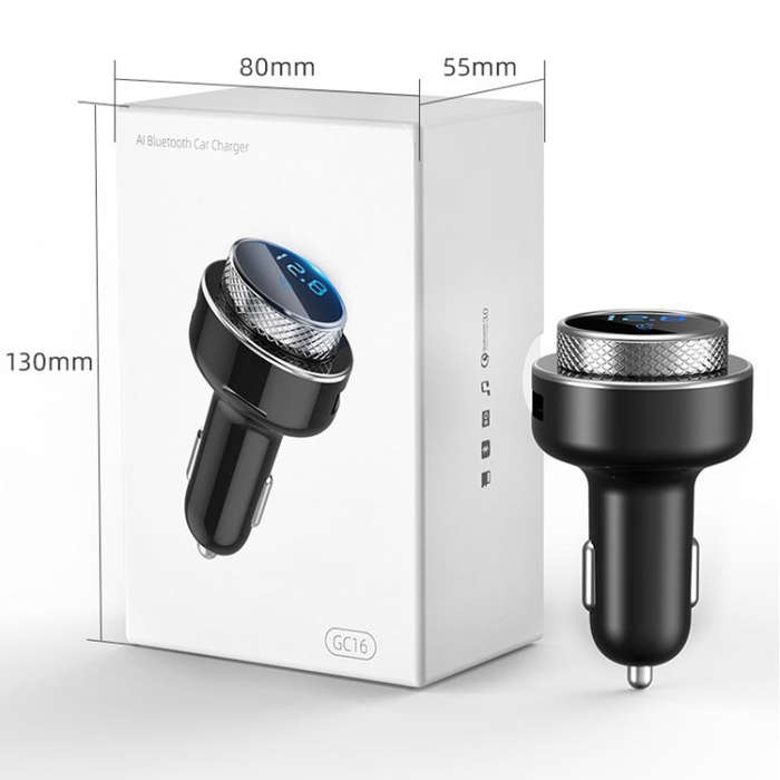GC-16 Car Bluetooth MP3 Player FM Transmitter QC3.0 Fast Charging Car Charger(Black)