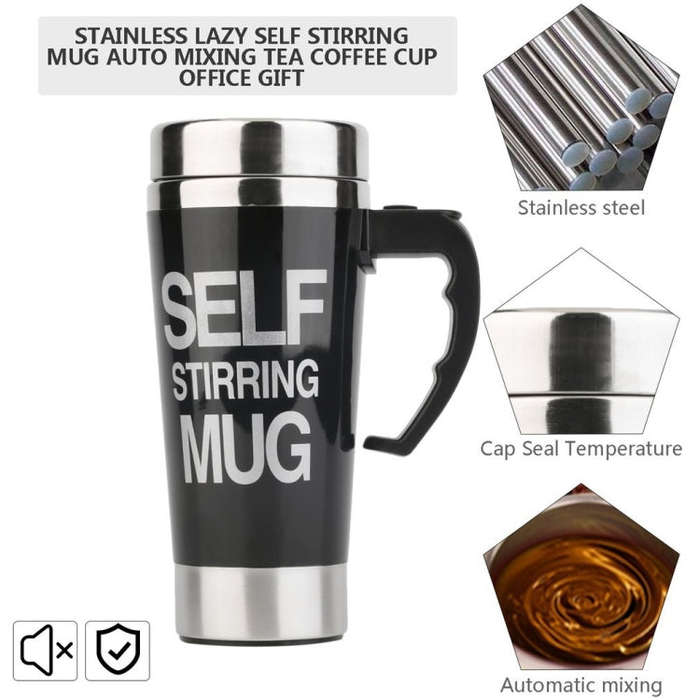 FX-589 400ml 304 Stainless Steel Automatic Stirring Coffee Cup(Red)