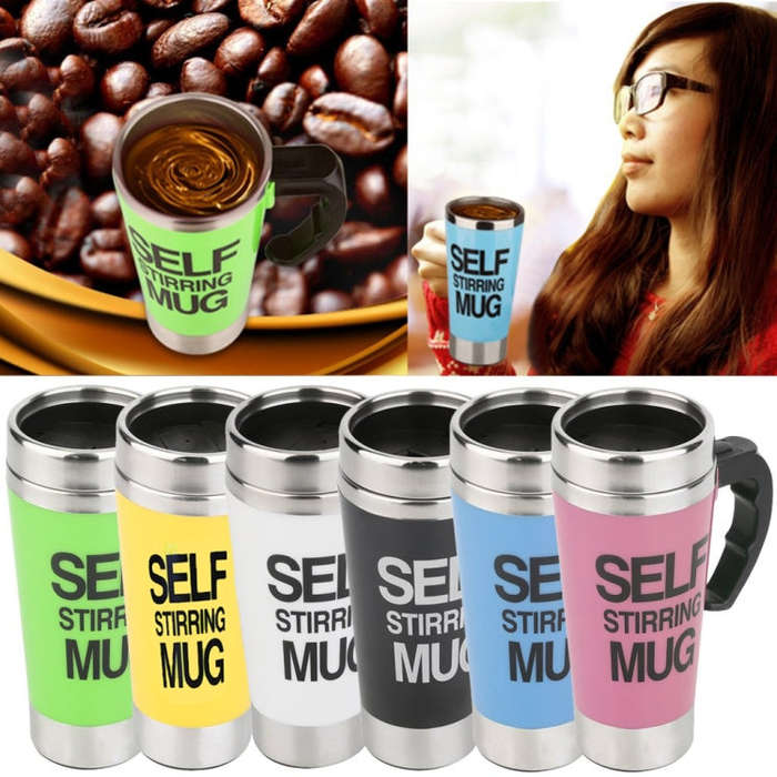 FX-589 400ml 304 Stainless Steel Automatic Stirring Coffee Cup(Red)