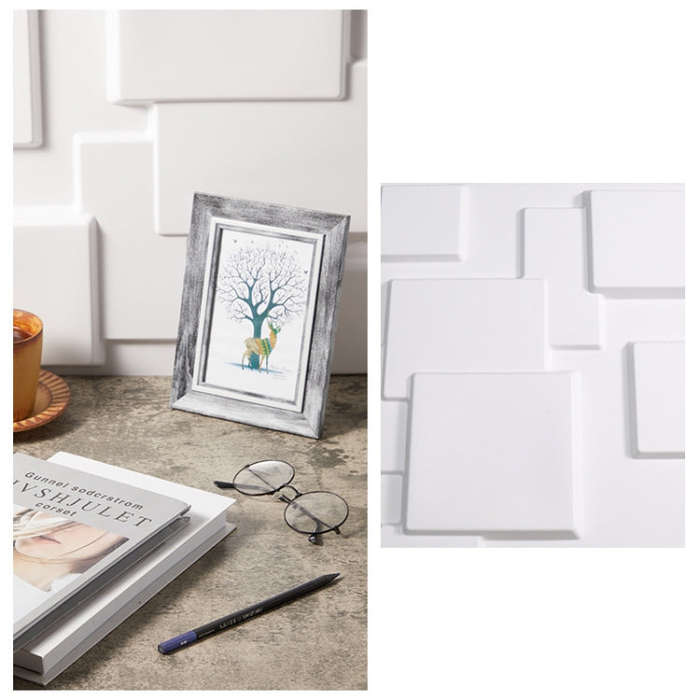 PVC Material Stereo 3D Shooting Background Board Photo Props,50 X 50cm(D095 Square Brick White)
