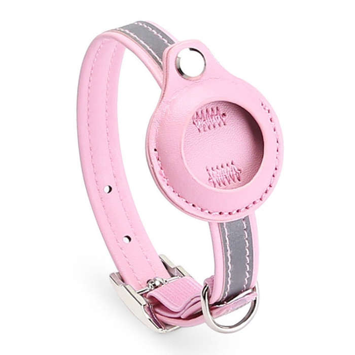 For Airtag Tracker Protective Cover Pet PU Collar, Specification: M(Pink)