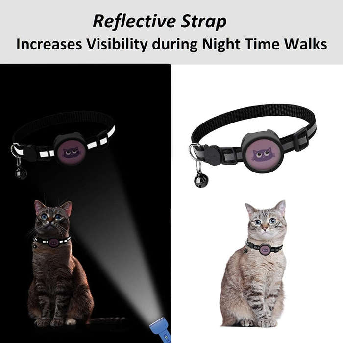 Pet Reflective Collar with Bell for AirTag(Purple)