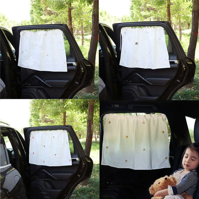 Car Window Summer Heat Insulation Sunshade Curtain Cotton Sun Block(Solar Flower)