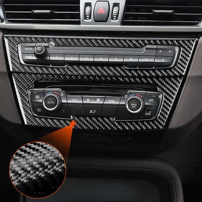 For BMW X1 F48/X2 F39 2pcs /Set Radio + Air Conditioning Panel Sticker(Black)