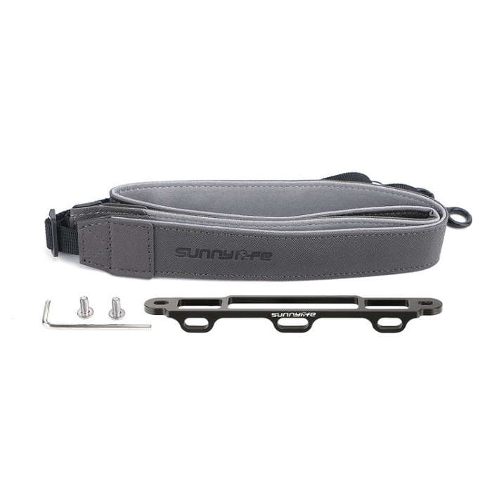 Sunnylife MM3-GS389 For Mini 3 Pro DJI RC with Screen Remote Control Leather Lanyard(Black Gray)