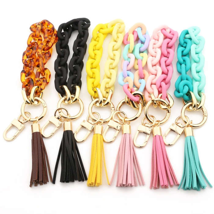 Keychain Ladies Acrylic Bracelet Jewelry(Black)