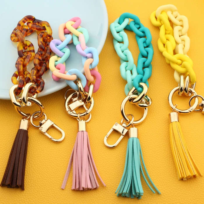 Keychain Ladies Acrylic Bracelet Jewelry(Brown)