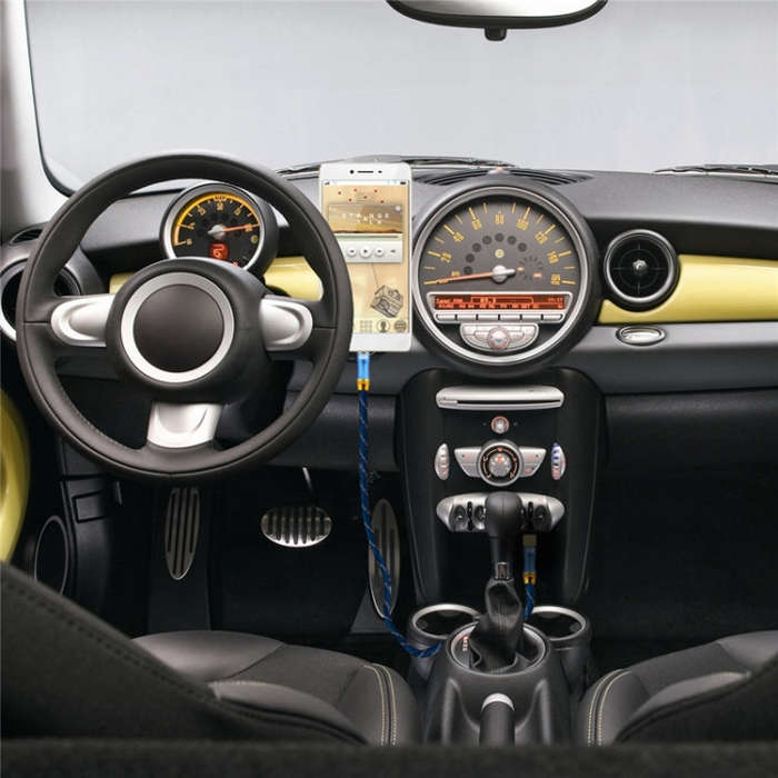 EMK 90-Degree Car 3.5mm Audio Cable Extension Cable, Cable Length: 5M(Blue)