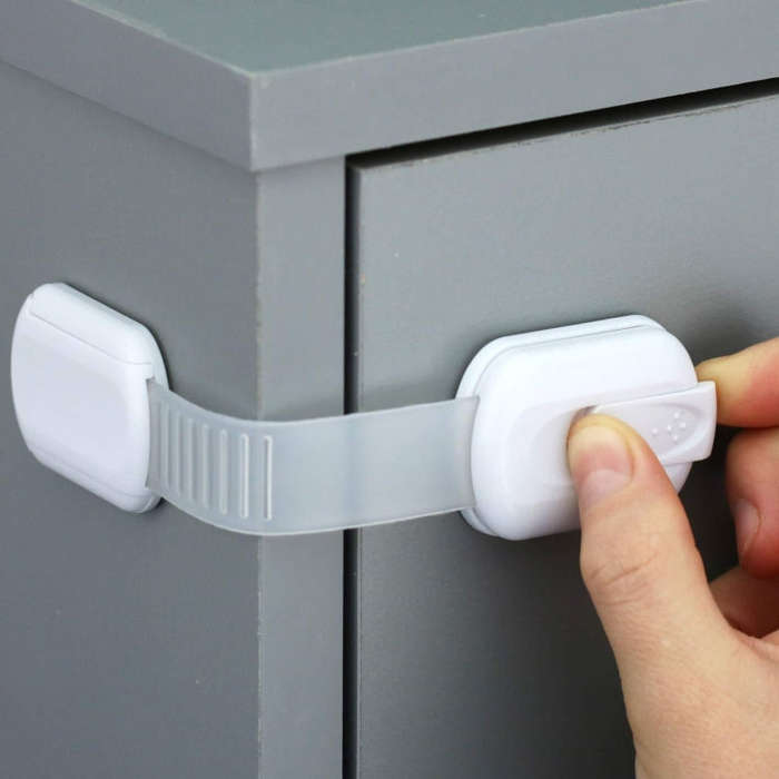 Slide Adjust Baby Safety Lock Refrigerator Drawer Lock(White)