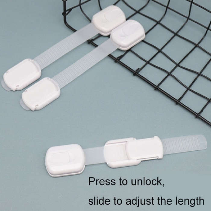 Slide Adjust Baby Safety Lock Refrigerator Drawer Lock(White)