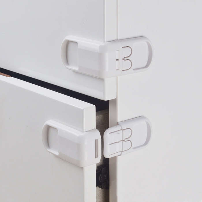 3 PCS Drawer Cabinet Door Child Safety Right Angle Lock(White)